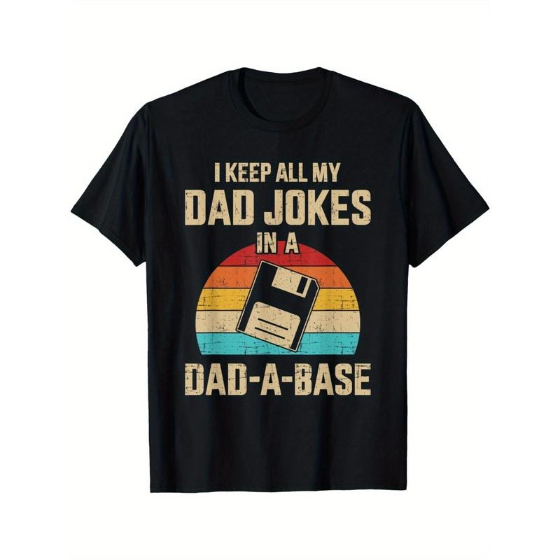 Funny dad jokes in dad-a-base vintage for father's day Men's Classic Fit Short Sleeve T-Shirt 100% Cotton made in usa