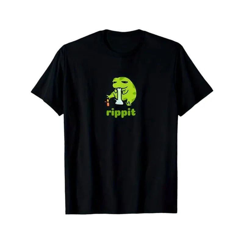 Funny shirts for men Rippit Stoner Frog Smoker Theme Men and Women T-shirt, % Cotton, Friend Gift