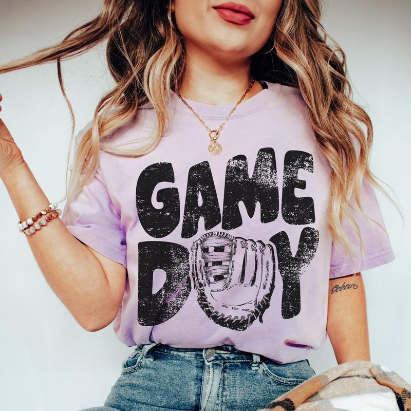 Game Day Baseball Shirt, Baseball Tshirt, Baseball School Spirit Shirt, Gifts For Baseball Fan, Gifts For Baseball Lovers, Short Sleeve Tee Shirt, Gift For Birthday Christmas Xmas Fit Top