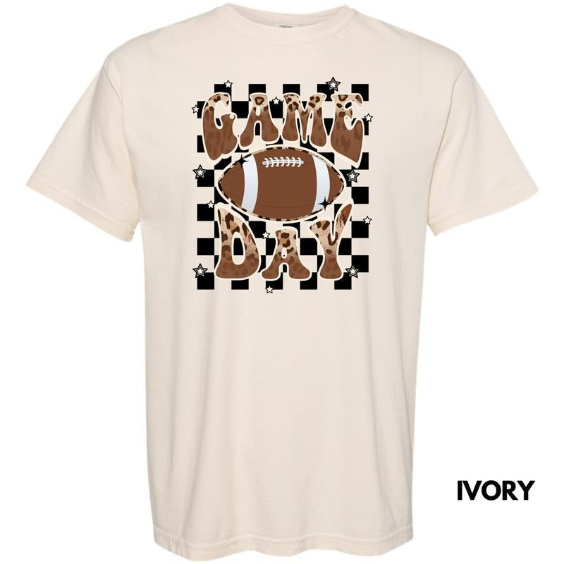 Game Day Checkered Football Comfort Colors T-Shirt 'NLB'