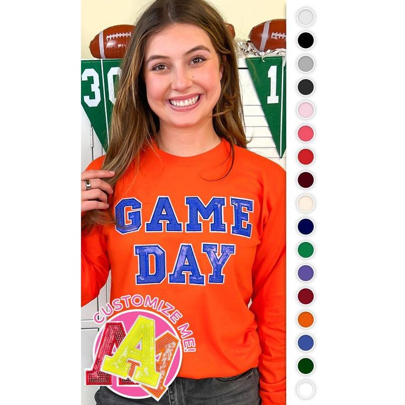 Game Day Sequin Long Sleeve Graphic T-Shirt