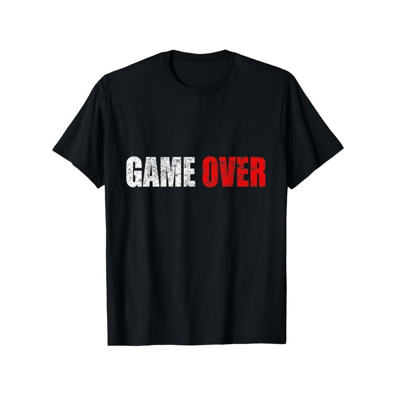 Game Over" Funny Graphic Tee - 100% Cotton, Casual T-Shirt for Men & Women - Perfect Gift for Thanksgiving, Christs Black Made in USA