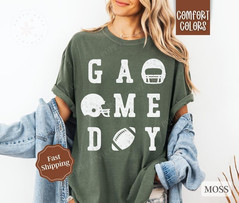 Gameday Football Shirt Comfort Colors, Womens Football Tee, Womenswear Oversized Crewneck