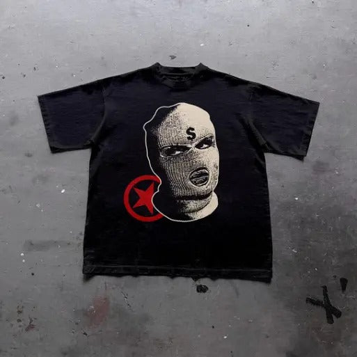 Gang Hood Money Vintage Graphics Cotton T-Shirt, grunge y2k emo scene tapout goth amity affliction style clothes, Unisex T-shirt