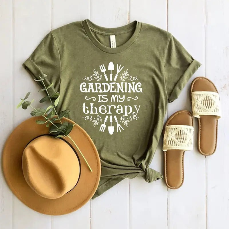 Gardening Is My Therapy Shirt, Gardener Shirt, Plant Lover Shirt, Gardener Gift , Therapy Shirt, Garden Tee, Farmer Shirt, Botanical Shirt