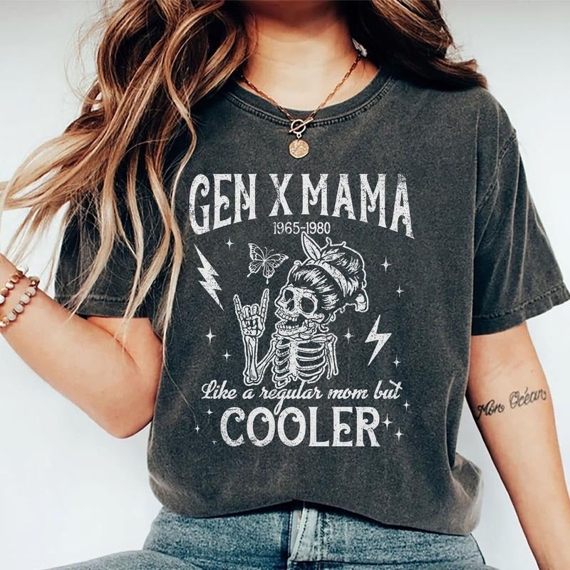 Gen X Cool Moms Shirt, Gen X Mama Like A Regular Mom But Cooler Graphic Printed Tee, Generation X Mom Unhinged Shirt, Cool Moms Club T-shirt, Shirt For Mom, Comfy Fabric Graphic Tee, Women's Tops, Womenswear, Cotton Fabric Relaxed Fit Tee