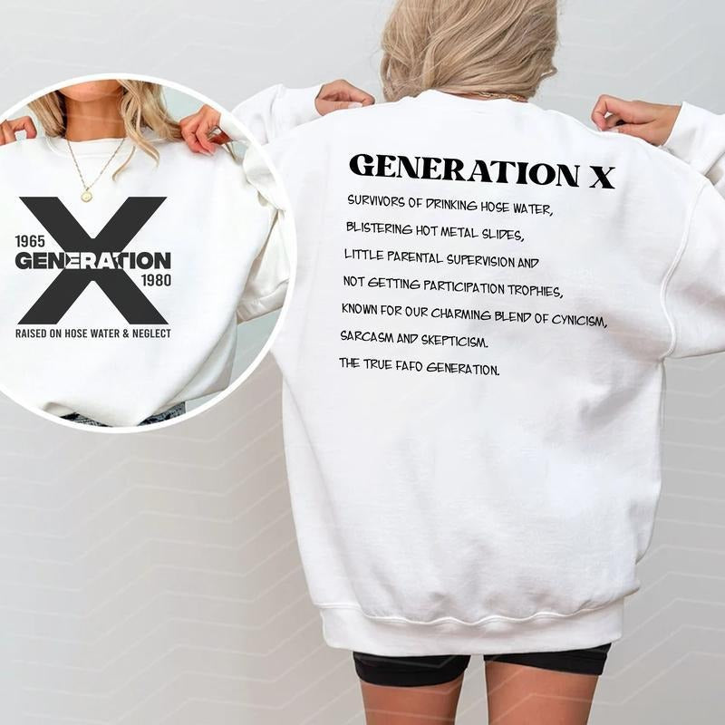 Generation X T-Shirt - Raised on Hose Water and Neglect Graphic Cotton Top Comfortable Short Sleeves Colorful Fits Matching, For Women