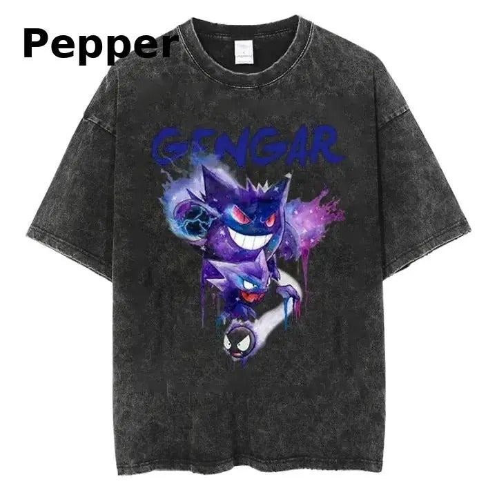 Gengar Evolution Graphic T-Shirt, Spooky Monster Trio, Halloween Pokemon Tee, Anime Lover Shirt, Vintage Style Fashion