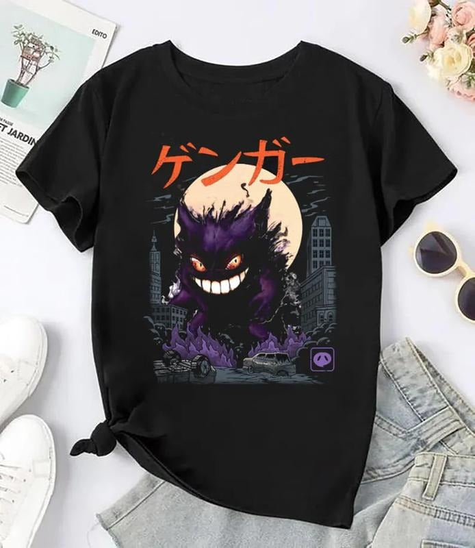 Gengar Pokemon Kaiju T-Shirt Sweatshirt, Japanese Monster Gengar Shirt Fan Gifts, Gengar Kaiju Shirt, Pokemon Ghost Shirt, Pokemon Fans Sweatshirt, Pokemon Shirt, Japanese Anime Movie Film Nerd Gaming Novelty Funny Unisex Sweatshirtsstyle{n002}3