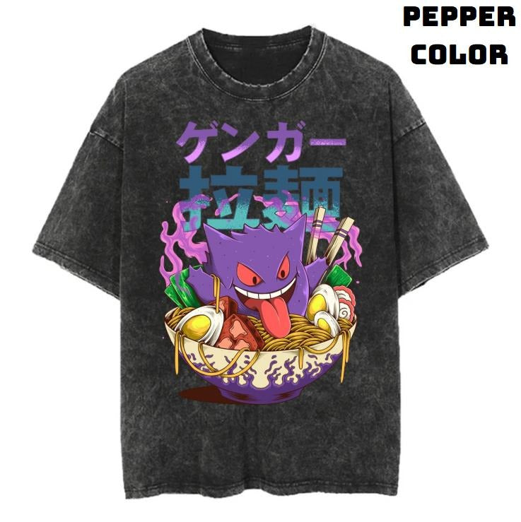 Gengar Ramen Vintage Graphic Tees, Gengar Tshirt, Pokemon Shirts, Pokemon Merch, Anime Manga Shirt, Anime Clothing, Unisex Casual Crew Neck T-Shirt Gifts For Men Women Streetwear Menswear Womenswear