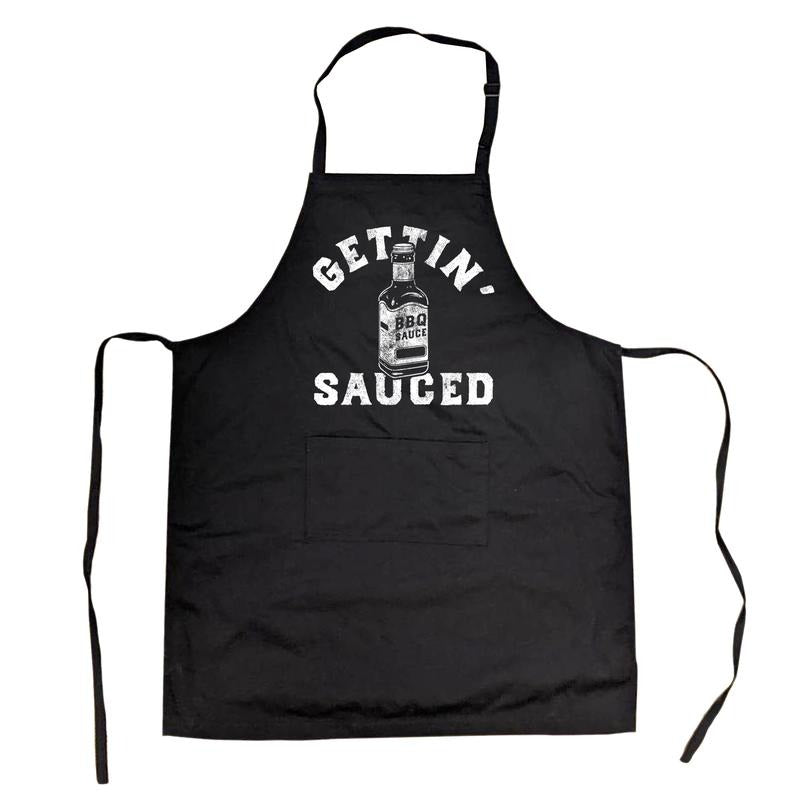 Getting Sauced Sarcastic Barbecue Graphic Cooking Kitchen Utensils Funny Aprons Sarcastic Apron Funny Food Cover Novelty Cooking Aprons for Men