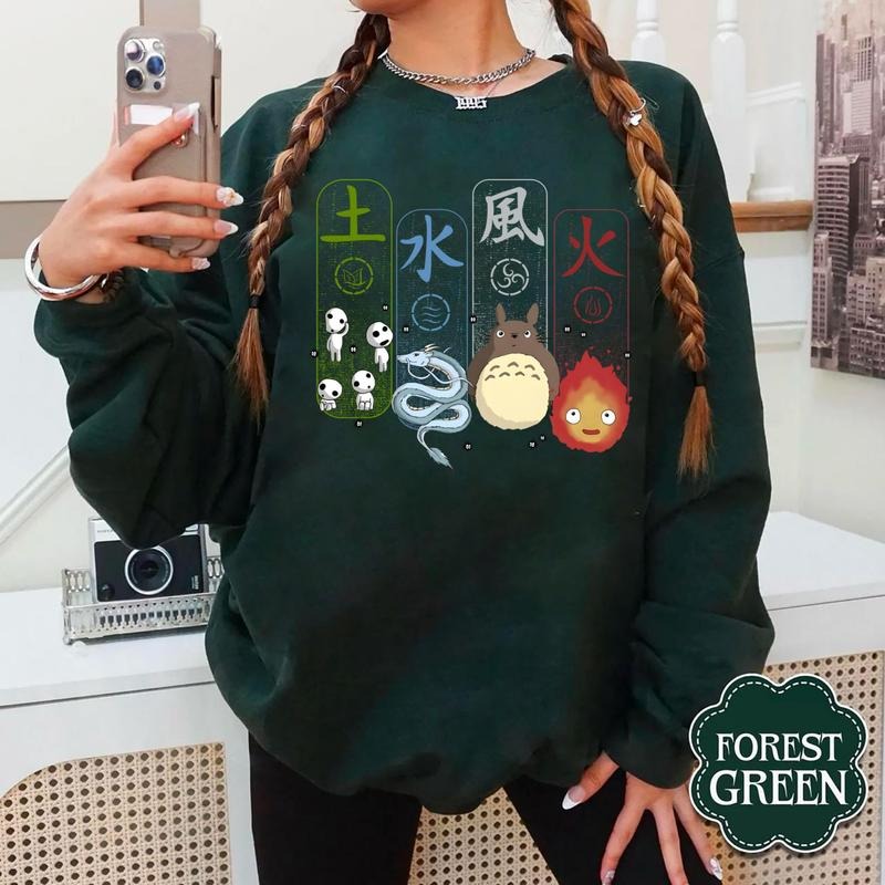 Ghibli Studio Sweatshirt T-Shirt Hoodie, Ghibli Studio World Shirt, Howls Moving Castle Shirt, Spirited Away, Hayao Miyazaki, My Neighbor Totoro Shirt, Ghibli Totoro Shirt, Ghibli No Face Shirt, Calcifer Shirt, Trending Ghibli Shirt, Anime Shirt