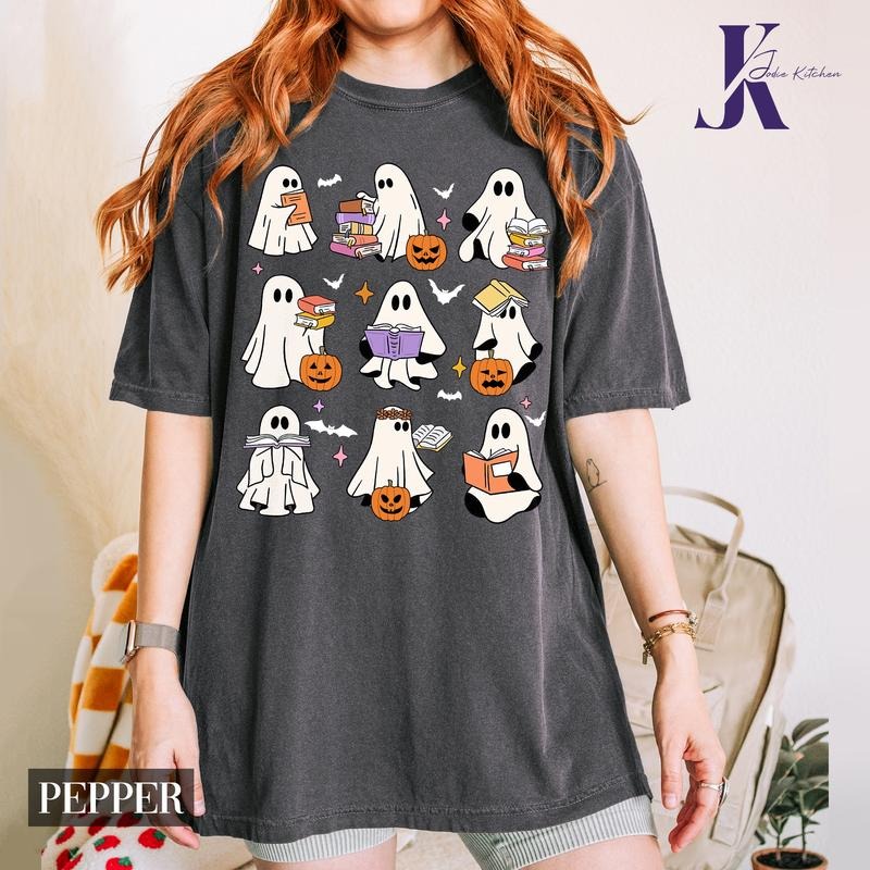 Ghost Book Shirt, Halloween Book TShirt, Bookish Ghost Sweatshirt, Book Ghosts Shirt, Ghost Halloween Shirt, Halloween Gift For Book lover