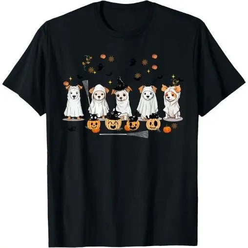 Ghost Dog Halloween Boo Ghost Lover Dog Owner Mom, Dad T-Shirt Made in USA