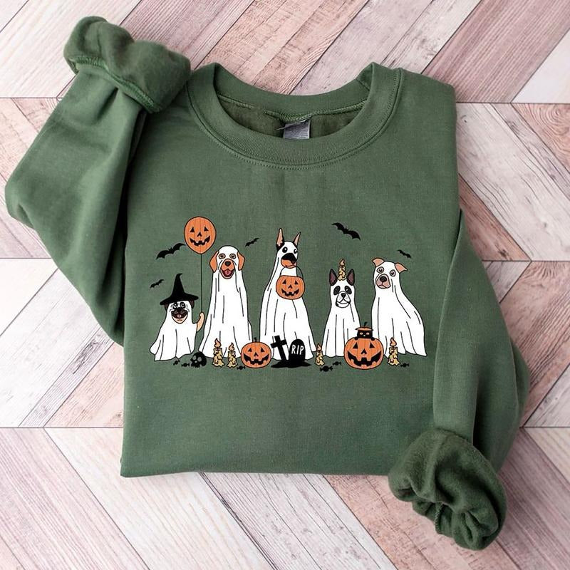 Ghost Dogs Sweatshirt, Dog Halloween Crewneck, Funny Halloween Hoodie, Dog Lover Halloween Shirt, Dog Ghost Sweater, Spooky Dog Hoodie, Retro Halloween Shirt