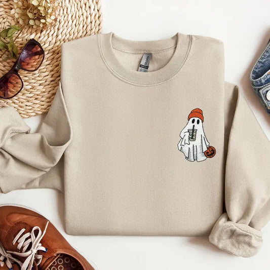Ghost Sweatshirt, Little Ghost Ice Coffee Shirt, Halloween Sweatshirt, Halloween Sweatshirt, Ghost Sweatshirt, halloween shirt, spooky shirt, spooky season, cute halloween shirt, spooky season shirt, happy halloween, halloween gift, halloween sweatshirt,