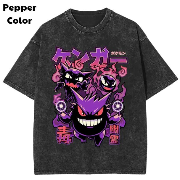 Ghost Vintage Tee, Gengar T-Shirt, Pokemon Tee, Anime Shirt, Animation Graphic Tees, Gym Shirt, Unisex T-Shirt
