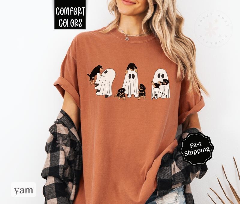 Ghost With Puppies Shirt Comfort Colors, Cute Halloween Tee with Ghost, Dog Lover Tshirt for Halloween halloween shirt