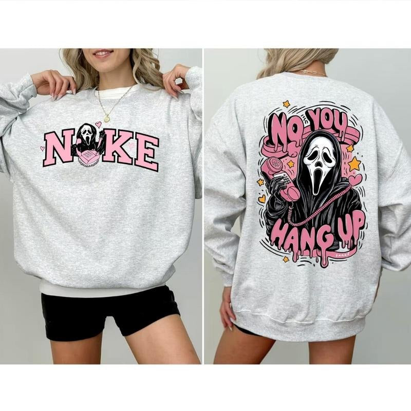 Ghostface No You Hang Up Shirt, Scream Movie T-shirt, Pink Ghostface Shirt, Spooky Season Shirt, Unisex Graphic Halloween Shirt For Women, For Men