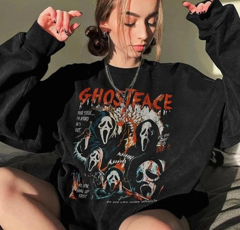 Ghostface Sweatshirt, Scream Movie Shirt, Let's Watch Scary Movie, Halloween Sweatshirt, Vintage Horror Movie Sweatshirt
