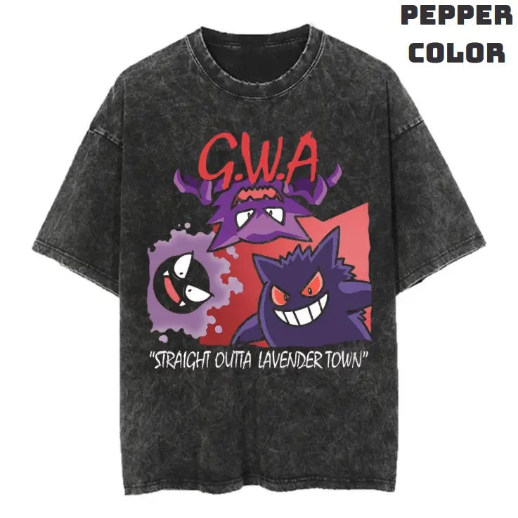 Ghosts With Attitude Vintage Graphic Tees, Gengar T-Shirt, Pokemon Shirts, Vacation Outfits, Unisex Anime Manga Shirt Top Menswear Streetwear