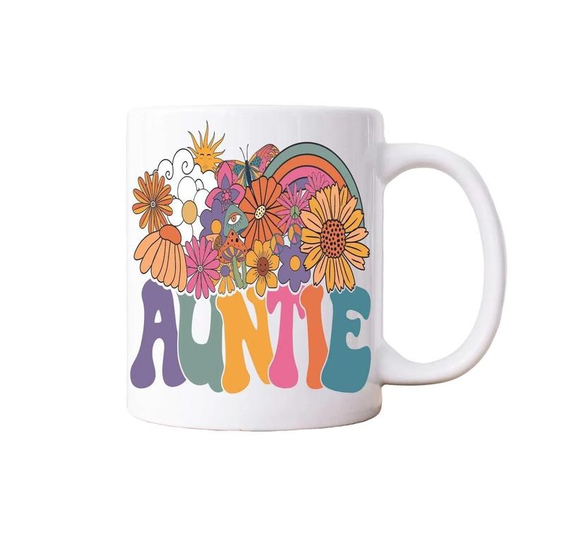 Gift For Aunt, Aunt Mug, Retro Floral Coffee Mug, Unique Gift, Auntie Gift, Valentines Day, Ceramic Coffee Mug, 11 15oz Tea Cup, Gifts Ideas For Aunt, Gifts For Birthday Mothers Day