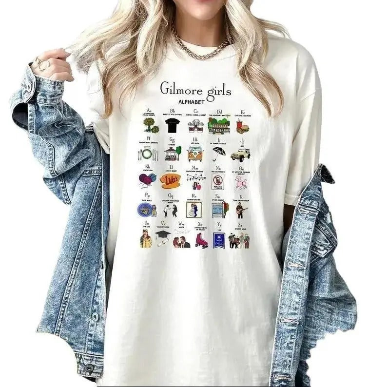 Gilmore Girls Alphabet Stars Hollows Shirt, Retro Stars Hollow Tee, 90s Series Shirt, Book Lover Gift, Tv Show Fans Gift, Gift For Her