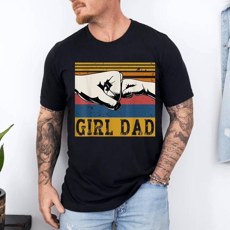 Girl Dad Men Father of Girls Fathers Day Vintage T-Shirt | Unisex Cotton Tee, Top Menswear