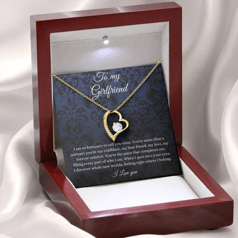 Girlfriend Heart Necklace, Gifts For Girlfriend, Girlfriend Valentine's Day, Girlfriend Gift Idea, Romantic Gift Her, Love Necklace With Message Card, Gift For Wife, Necklace With Gift Box, Valentine Gifts, Jewelry Gift, Gifts For Valentines Day