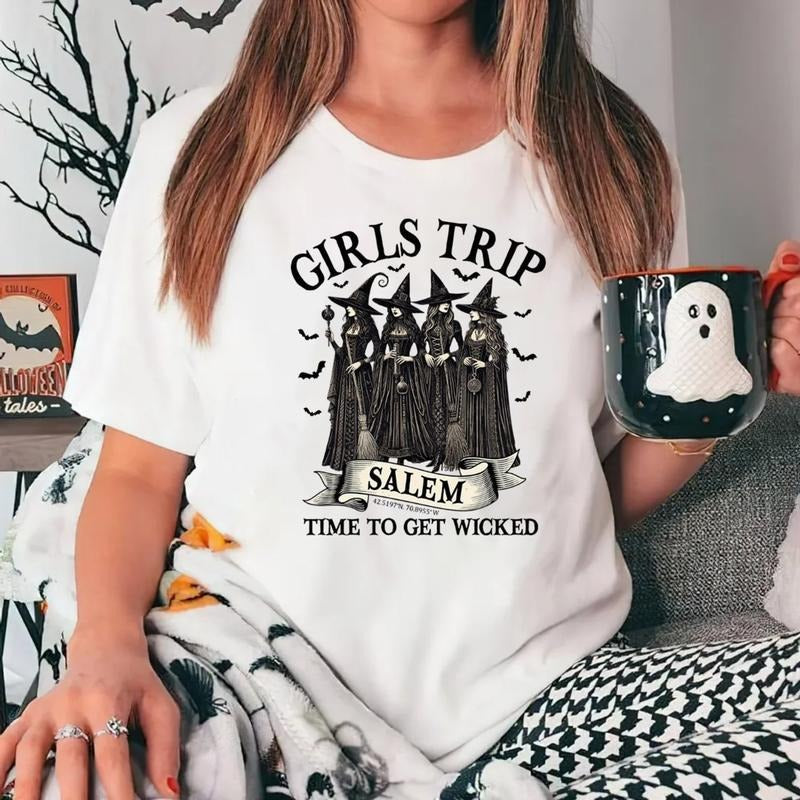 Girls Trip Sal3m Tshirt, Sal3m Massachusetts, Halloween Sal3m Witch, Time To Get W1cked Shirt, Unisex Short Sleeve Tee Shirt, Casual Clothing