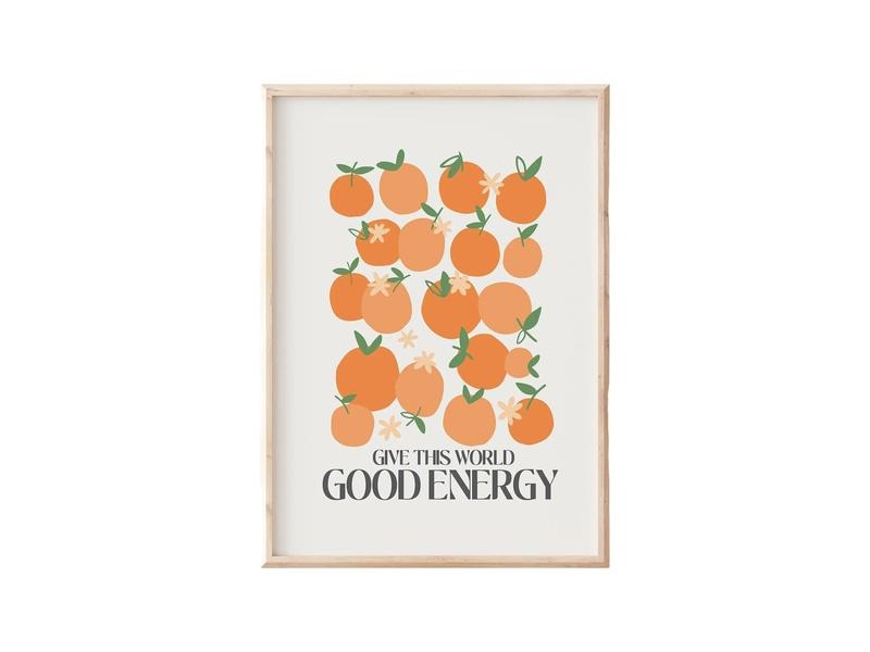 Give This World Good Energy Print, Trendy Retro Boho Art, Retro Citrus Print, Gifts For Sister Friends Wall Decor, Poster Prints No Frame, Dorm Room Decor, Wall Art Prints, Gifts For Birthday