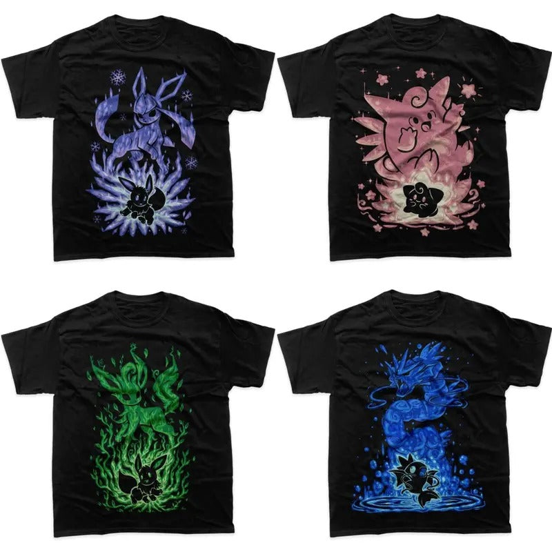 Glaceon - Clefable - Leafeon - Magikarp - T-shirt - Pokemon T-Shirt - Anime Shirt - Gift For Boyfriends - For Fan - Husban - Man - Unisex Pokémon Shirt Menswear Womenswear Streetwear
