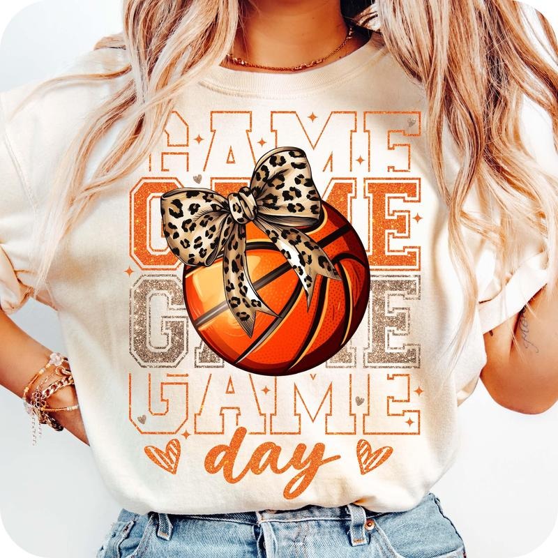 Glitter Basketball T-Shirt, Basketball Game Day Shirt, Basketball Mama T-Shirt, Basketball Mom Retro Basketball T-Shirt, Coquette Basketball T-Shirt