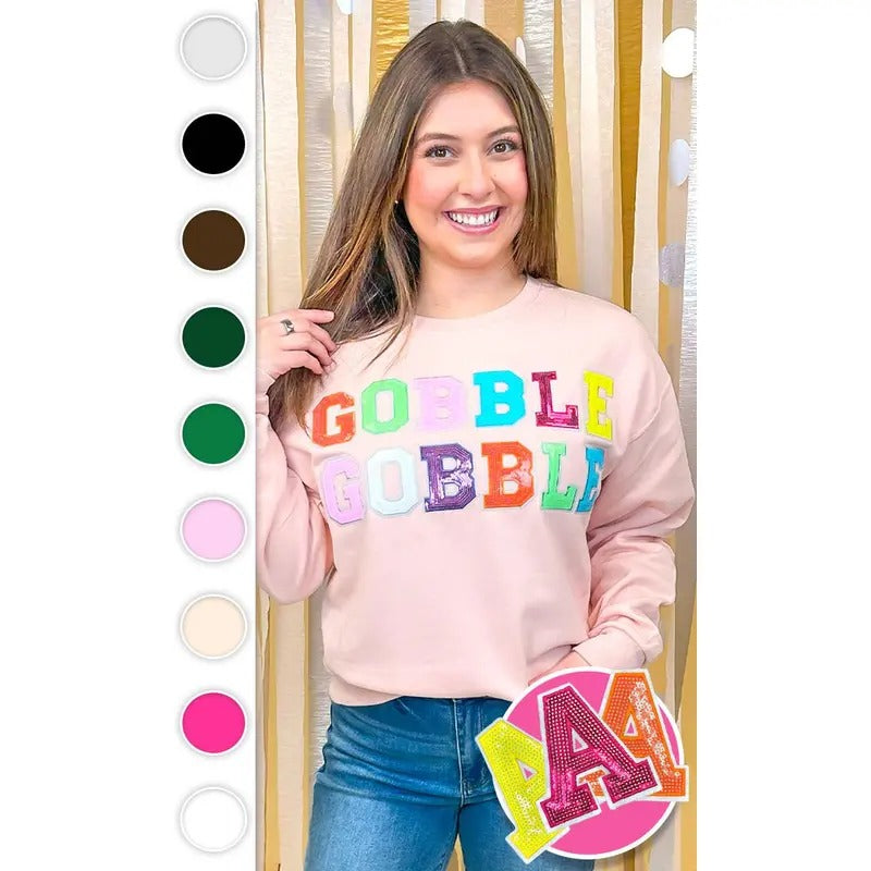 Gobble Gobble Sequin Graphic Sweatshirt