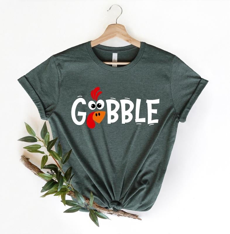 Gobble Shirt Funny Cute Turkey Face Family Thanksgiving Tee Thanksgiving Shirts for Women Mom Thanksgiving Unisex