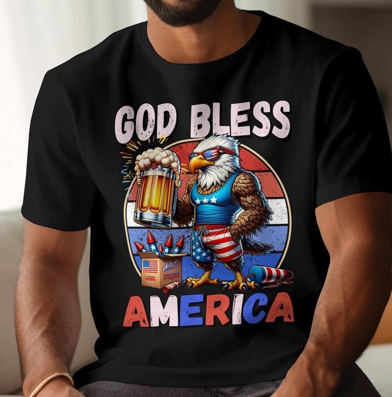 God Bless America Shirt Patriotic American Eagle Holding Beer American Eagle Flag Shirt 4th Of July Eagle Shirt Beer Lovers Shirt