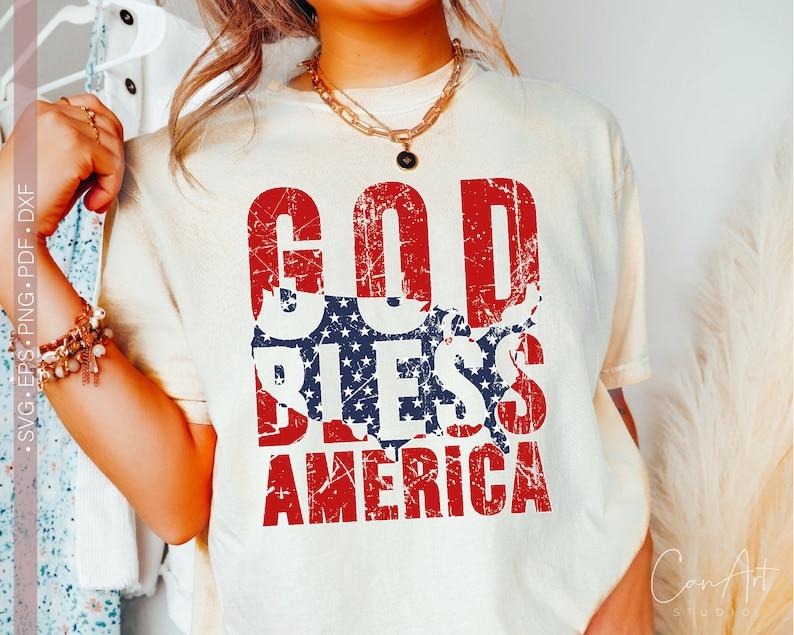 God Bless America Shirt, Distressed Patriotic USA Shirt Designs, Grunge Shirt for Shirts, 4th Of July Shirt, Fourth Of July