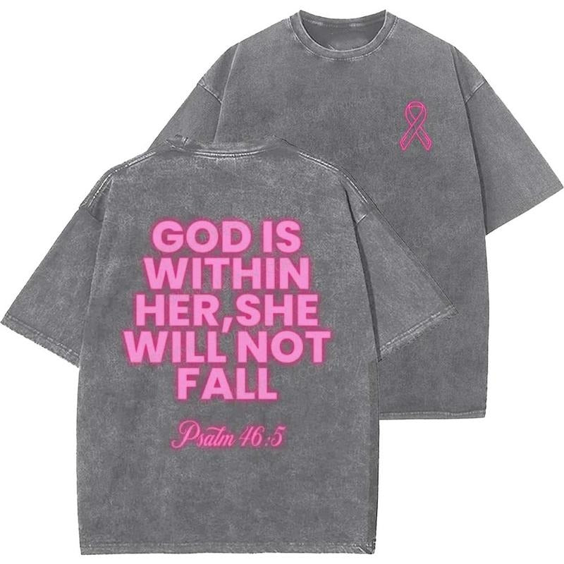 God Is With In Her Unisex Washed T-Shirt, Christian t shirts, Vintage 90s Graphic Tee, Gift Top Womenswear Cotton