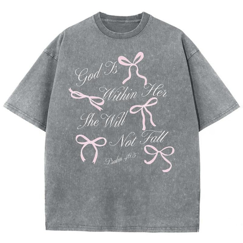 God Is Within Her Unisex Washed T-Shirt, Christian Jesus t shirts, Vintage 90s Graphic Tee Gift