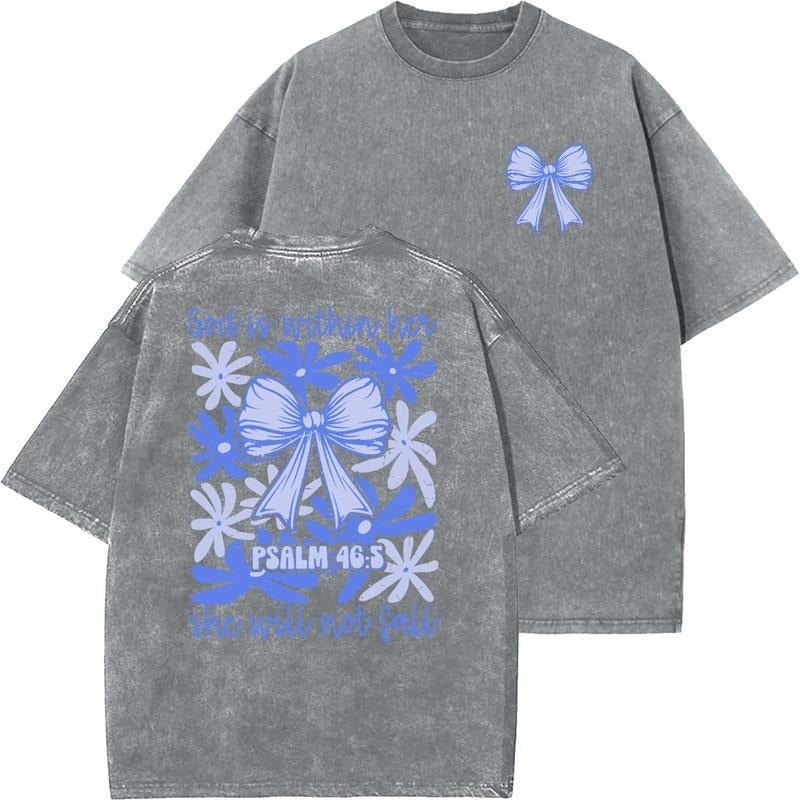 God Is Within Her Unisex Washed T-Shirt, Christian t shirts, Vintage 90s Graphic Tee, Gift Top Womenswear Cotton