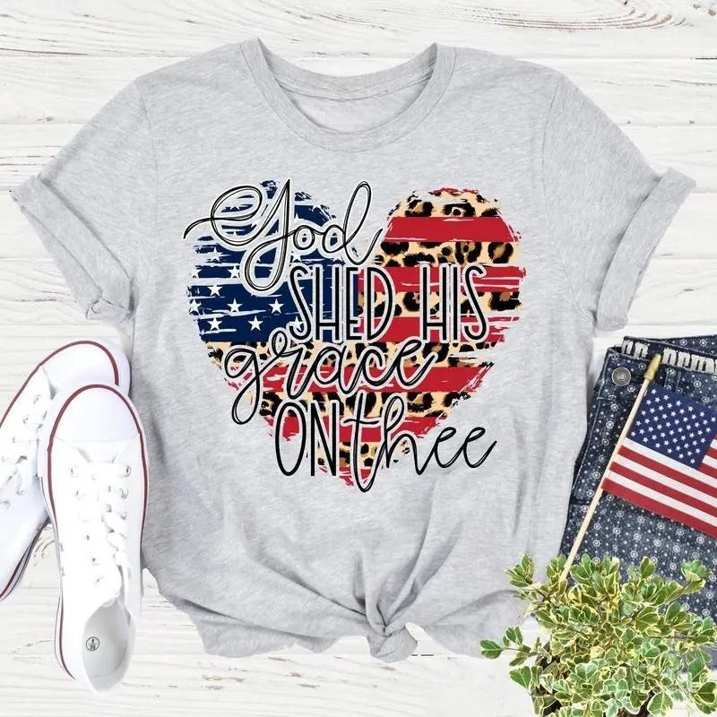 God Shed His Grace on Thee Tee, For Women Shirt, T-Shirt Comfort Cotton