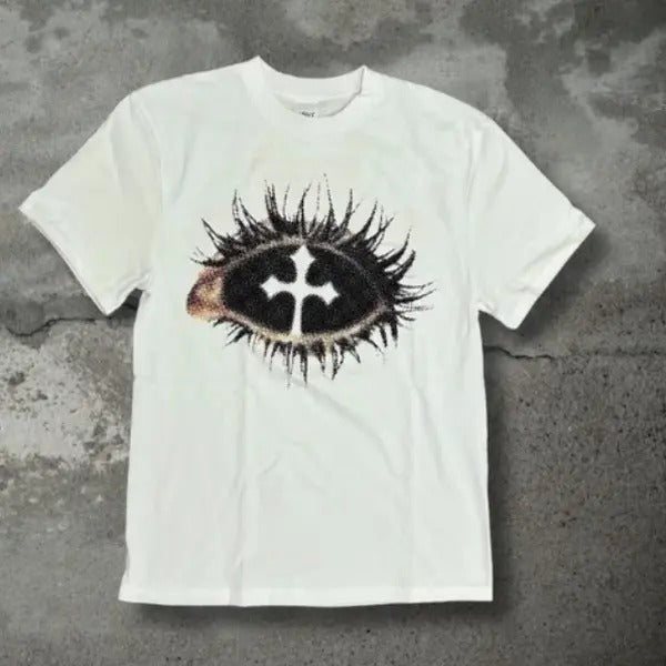 God's Eyes T-Shirt, Retro casual trend street T-shirt Men Y2k 2024 summer short sleeve Goth Harajuku shirt Menswear Top Streetwear