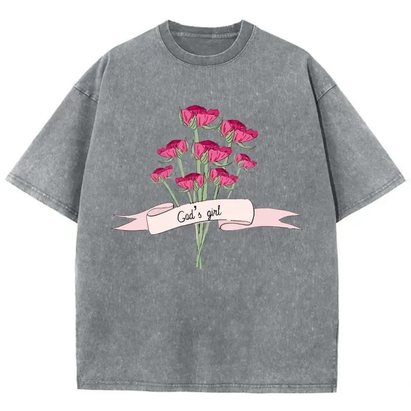 God's Girl Unisex Washed T-Shirt, Christian Jesus t shirts, Vintage 90s Graphic Tee Gift Cotton Top Womenswear Bottom