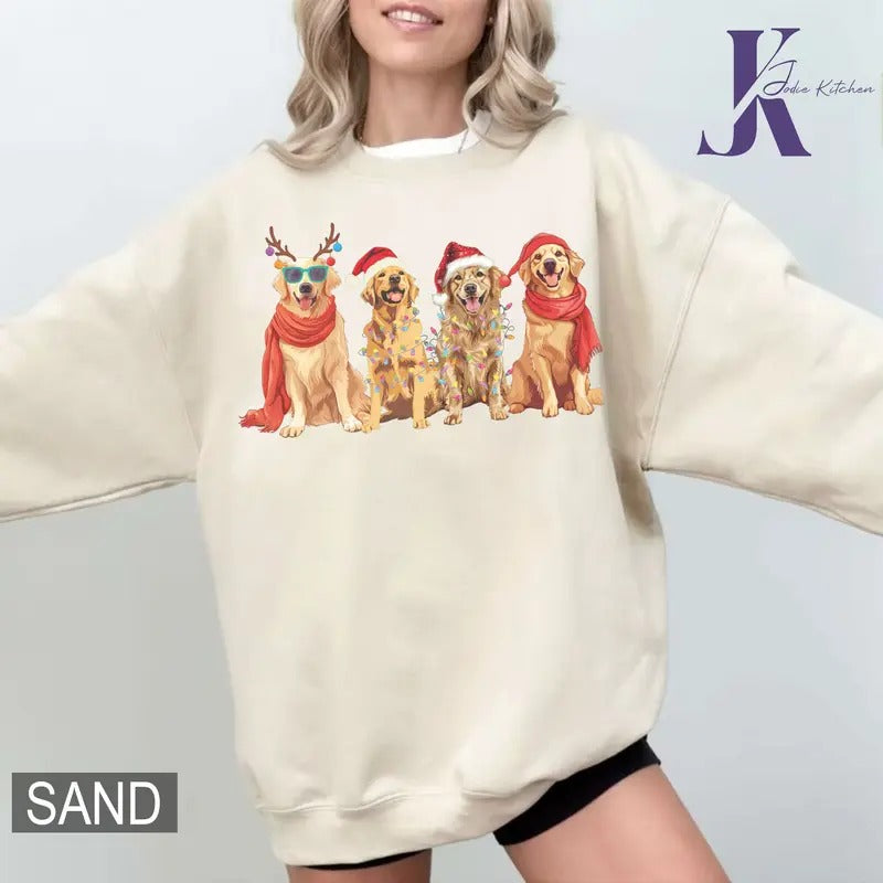Golden Retriever Christmas Sweatshirt, Dog Christmas Shirt, Golden Mom Tshirt, Gift for Dog Lover, Holiday Sweater, New Year Shirt
