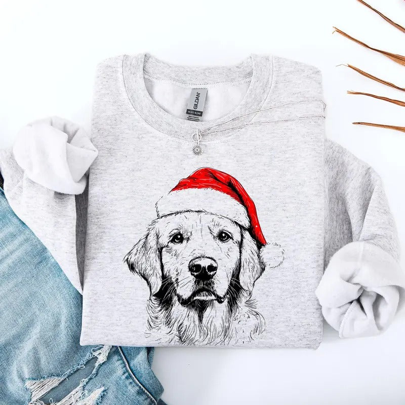 Golden Retriever, Santa, Dog, Christmas, Dog Lover, Pet Sweatshirt, Crew Neck, Women's, Crewneck