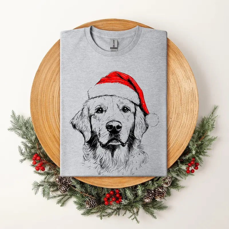 Golden Retriever, Santa, Dog, Christmas, Dog Lover, Pet T-Shirt, Soft Style Tee, Women's Graphic Tshirt
