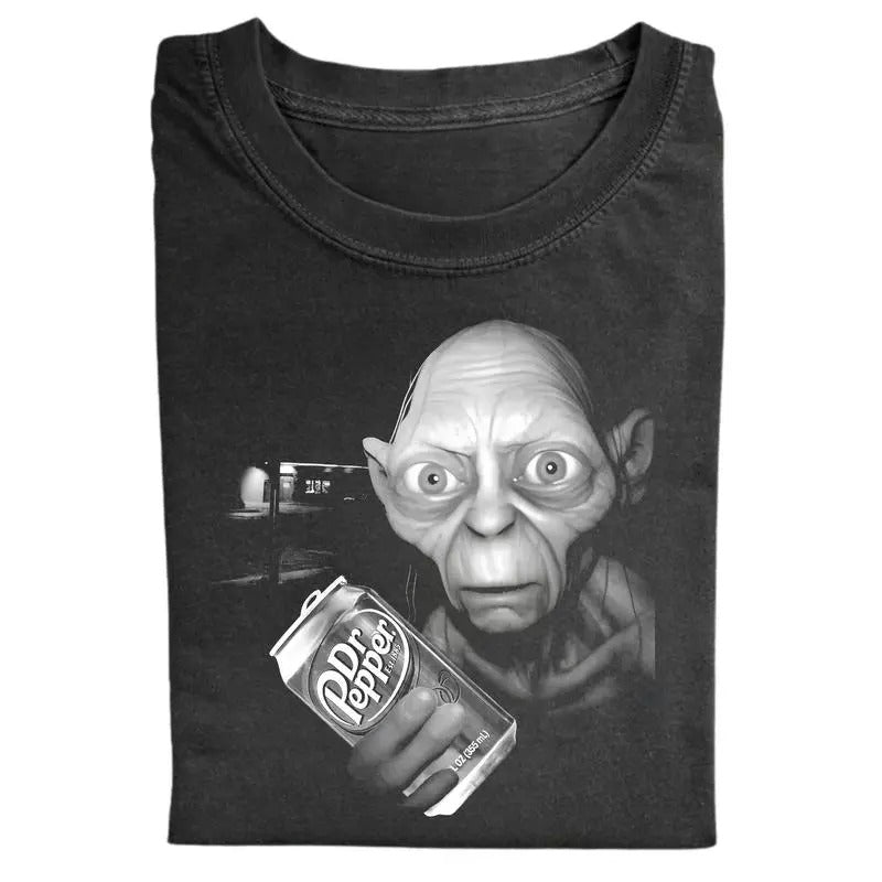 Gollum Dr Pepper Meme Shirt - Funny LOTR Graphic Tee, Funny Dr Pepper Lover Shirt, Men's and Women's Casual Gift for Movie Lovers