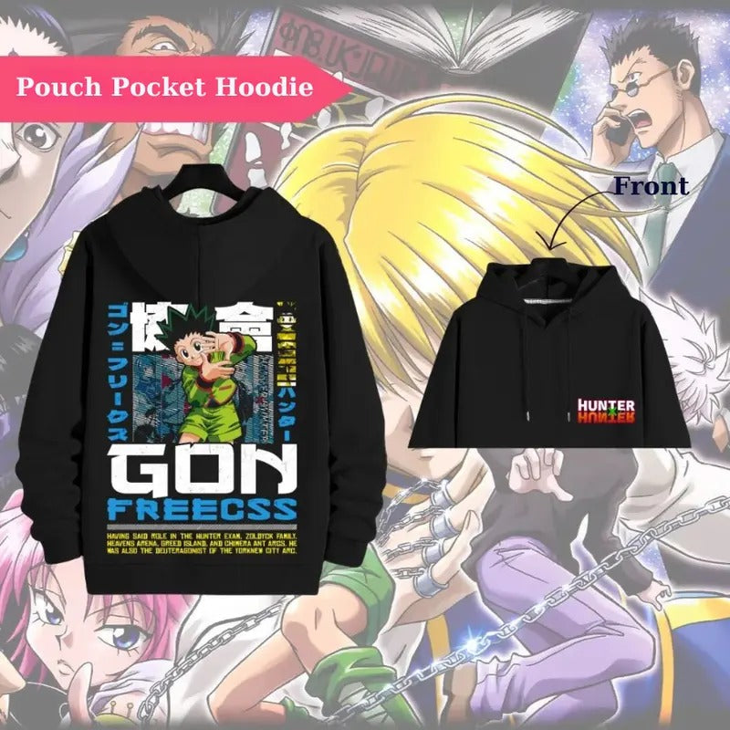 Gon Freecss Hunter x Hunter Hoodie, Dynamic Anime Adventure Design, Stylish Graphic Tee for Fans, Perfect Gift for Hunter x Hunter Enthusiasts