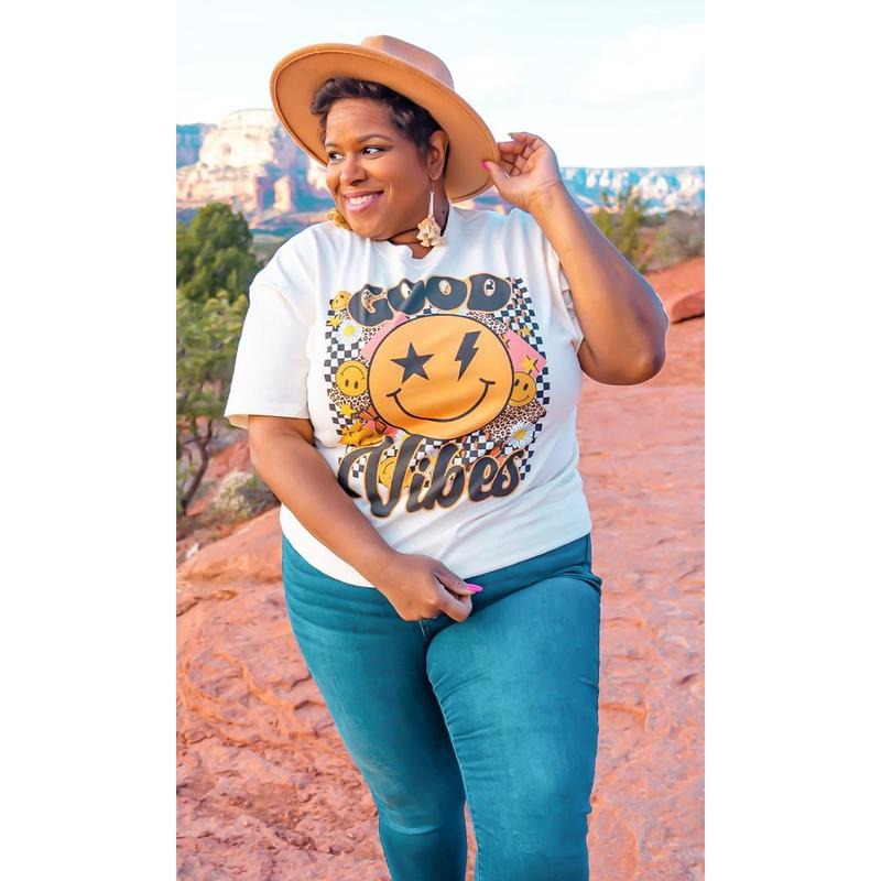 Good Vibes Graphic T-Shirt Cotton Sleeve