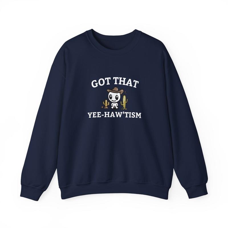 Got That Yee Haw 'tism Cacti Sweatshirt, Funny Autism Acceptance Month Retro Crewneck, Happy Cowboy, Unisex Sweatshirt, Long Sleeve Crewneck Shirt, Gifts For Birthday Mothers Day Christmas Anniversary